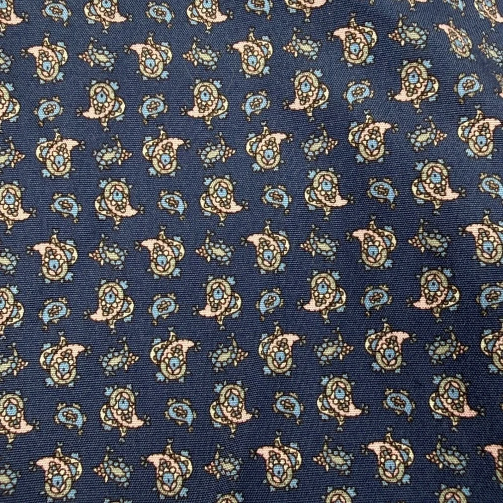 Eton Dress Shirt Mens 16.5 Blue Micro Paisley Slim Fit Poplin Cotton Long Sleeve - Picture 4 of 8